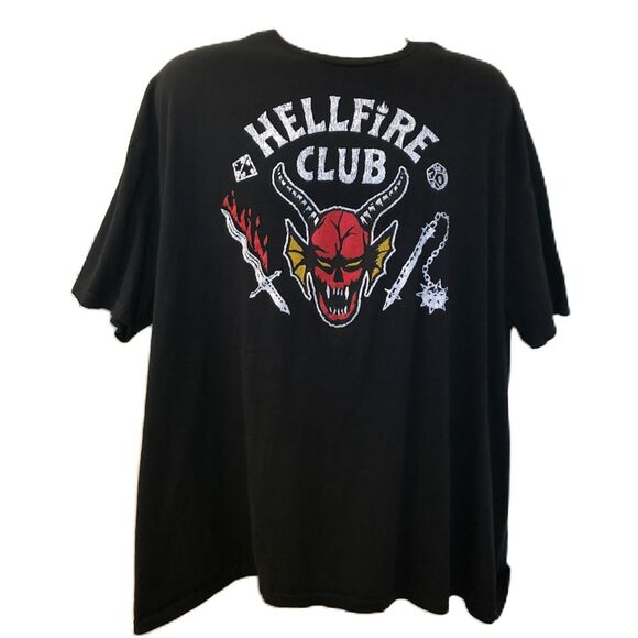 Netflix Stranger Things Hellfire Club Black Graphic T-Shirt Men's Unisex 3XL - Picture 1 of 6